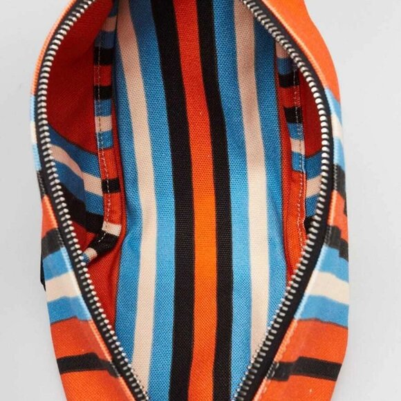 Prada Orange/Blue Striped Canvas Triangle Wristlet Clutch Bag - Picture 8 of 11